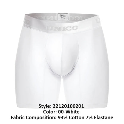 White unico men’s boxer briefs with silver logo on elastic waistband in cristallino a22 style color 00-white