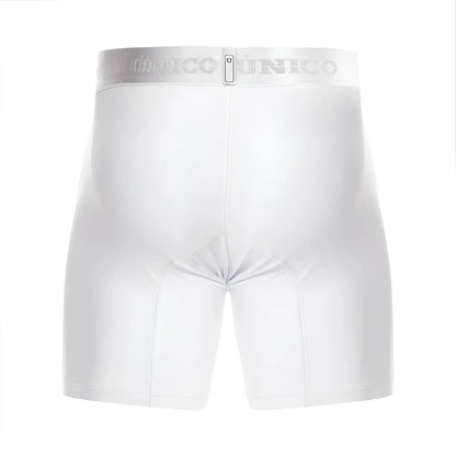 White unico 22120100201 cristalino a22 boxer briefs with silver waistband featuring brand name and size tag