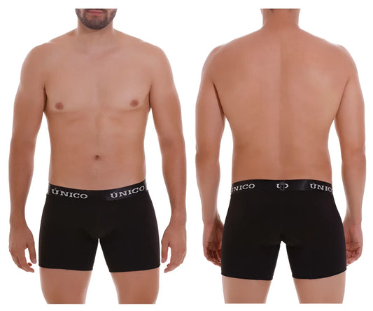Black unico 22120100203 intenso a22 boxer briefs in black with a white logo waistband for comfortable wear