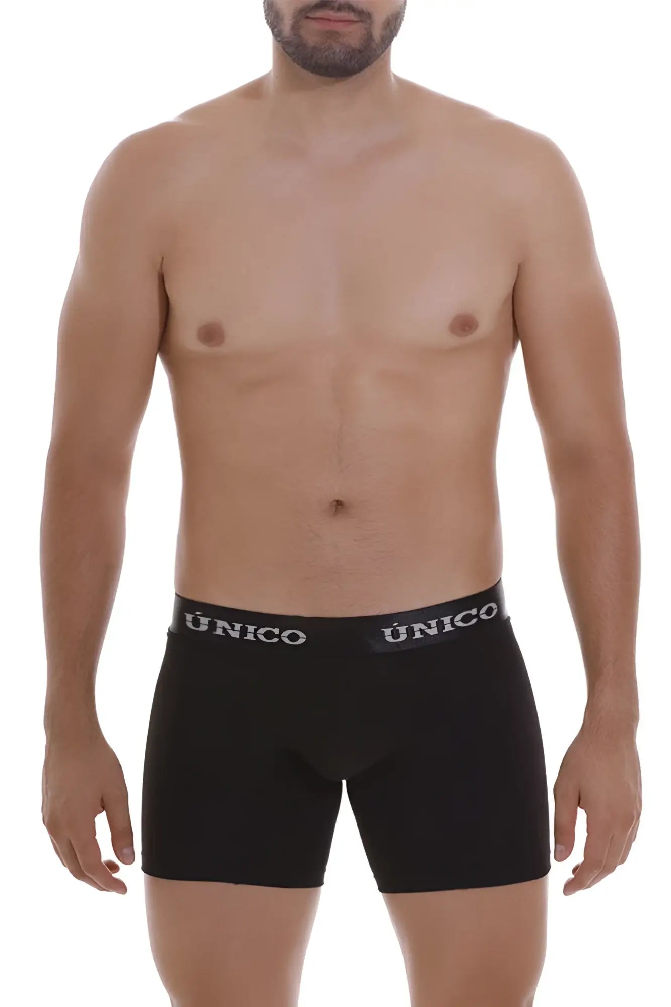Black unico 22120100203 intenso a22 boxer briefs with white elastic waistband featuring brand name in color 99-black