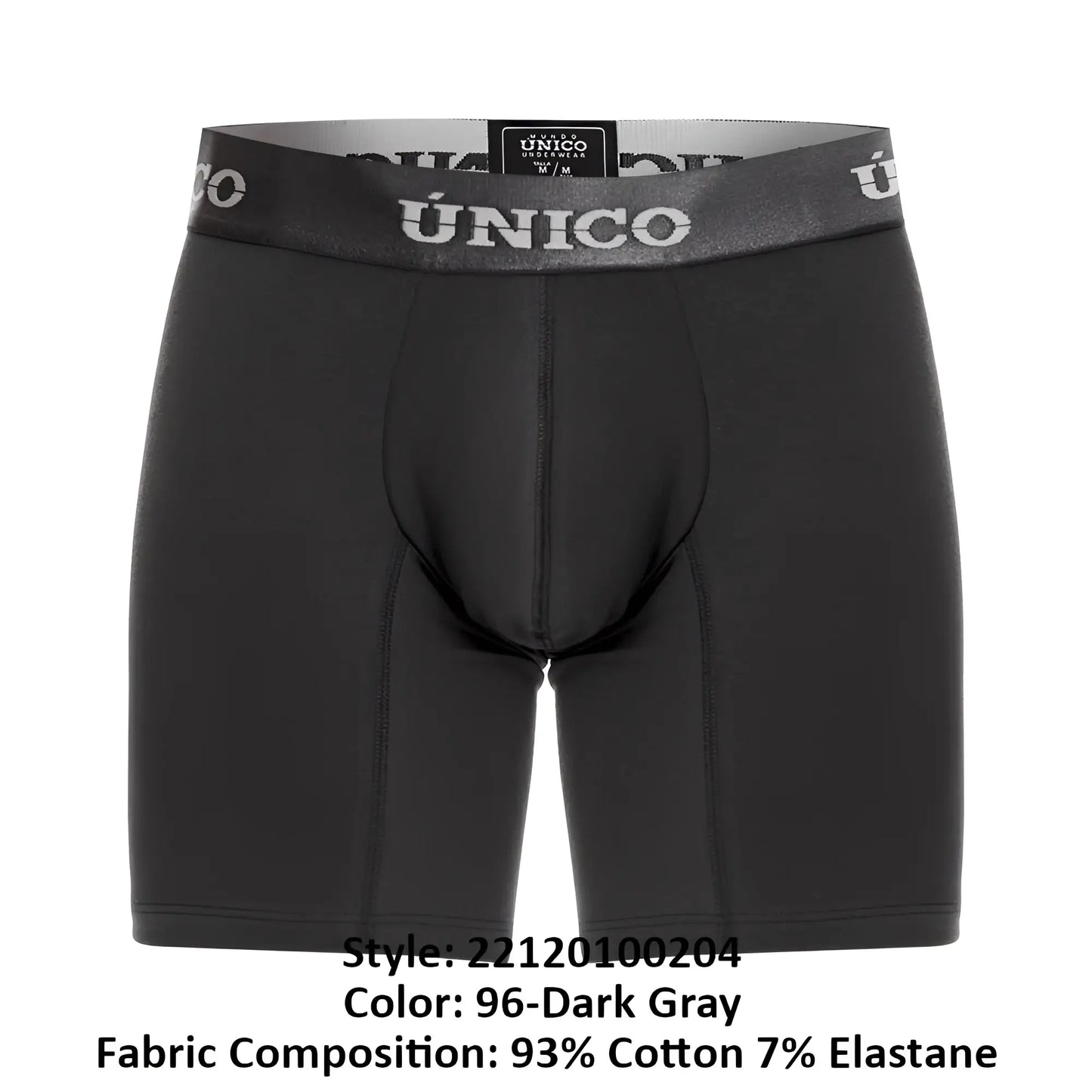 Black unico 22120100204 asfalto a22 boxer briefs with gray waistband and white brand lettering in dark gray color