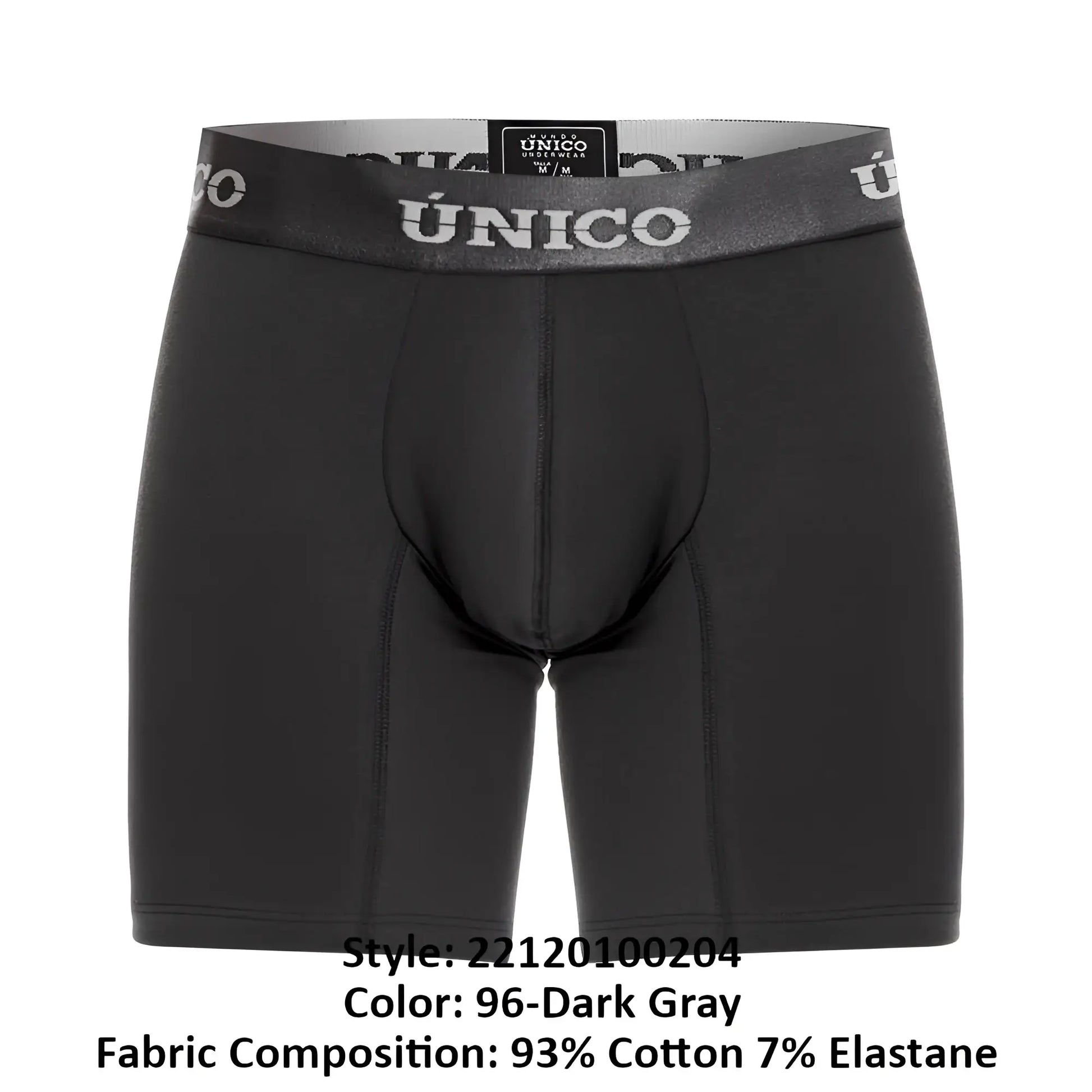 Black unico 22120100204 asfalto a22 boxer briefs with gray waistband and white brand lettering in dark gray color