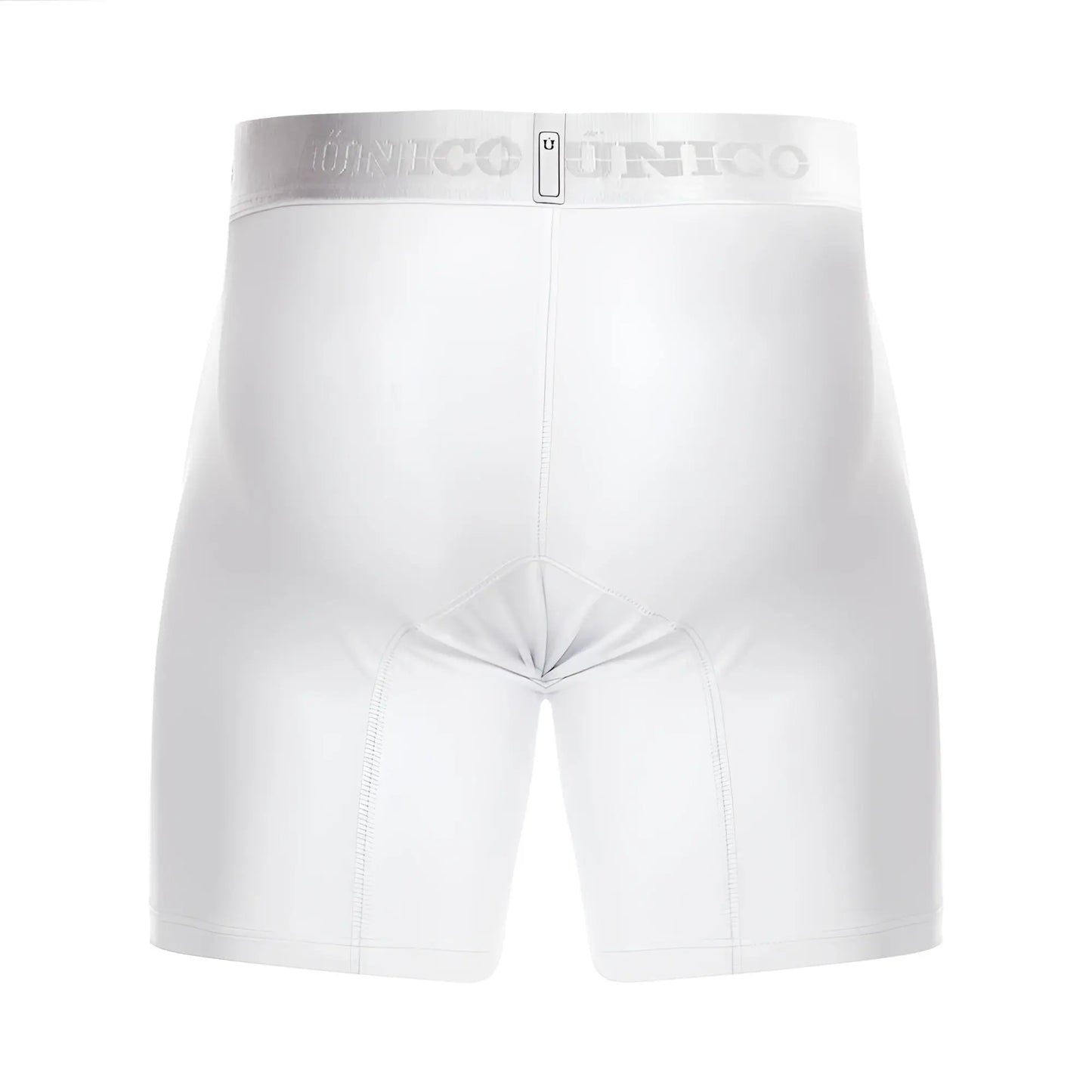 White unico 22120100205 cristalino m22 boxer briefs with silver logo waistband and small rectangular tag