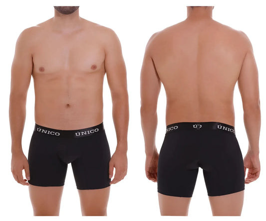 Black unico 22120100207 intenso m22 boxer briefs with snug fit and elastic waistband featuring white unico logo