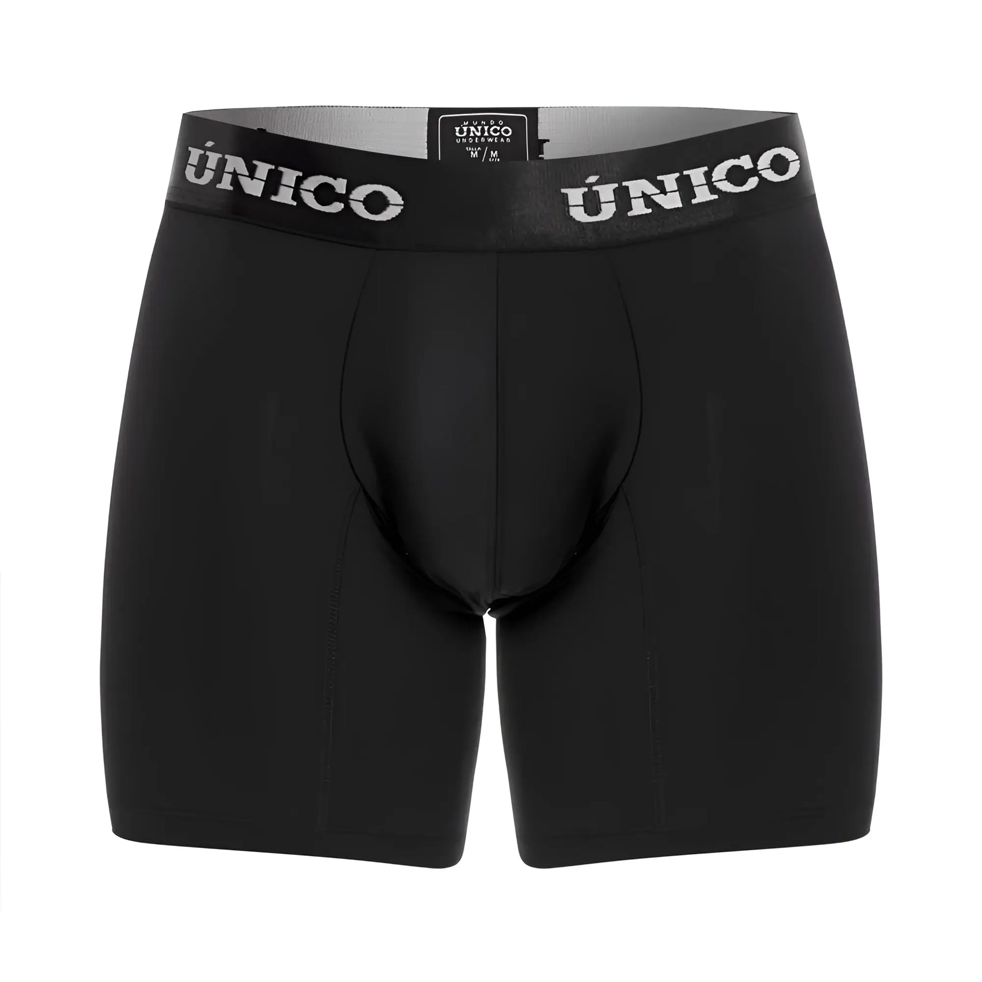 Black unico 22120100207 intenso m22 boxer briefs with snug elastic waistband and white branded lettering