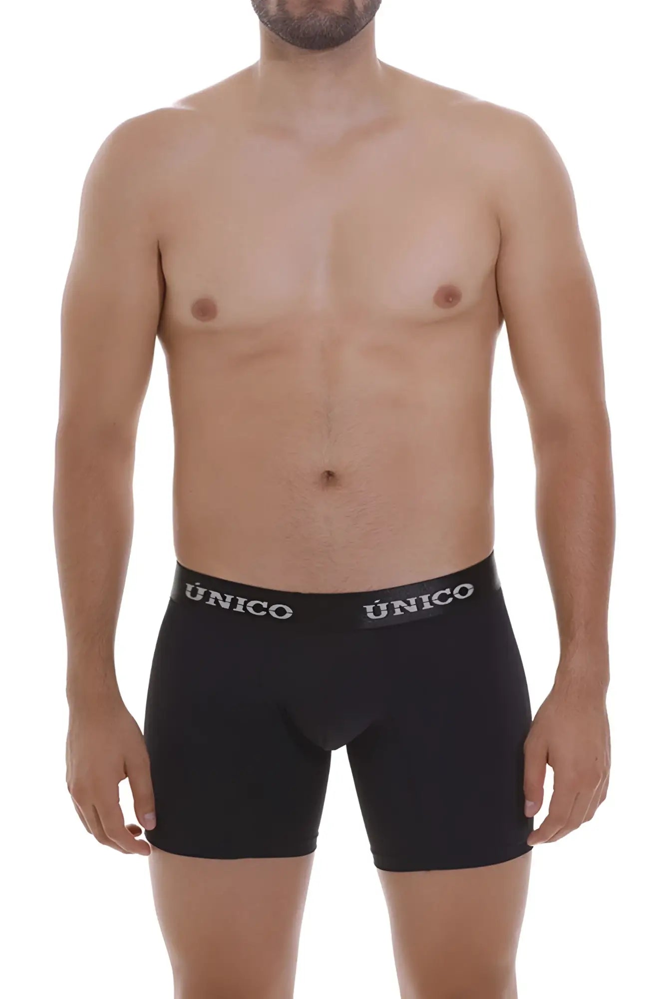 Black unico boxer briefs with a white logo waistband in color 99 black for comfortable everyday wear