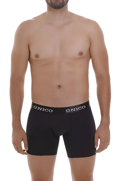 Black unico boxer briefs with a white logo waistband in color 99 black for comfortable everyday wear