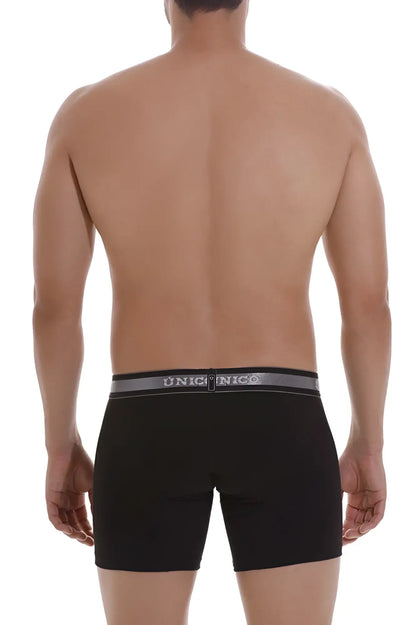 Black unico boxer briefs with gray elastic waistband branded with unico in white lettering model 22120100211 nebuloso a22