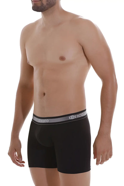 Black unico 22120100211 nebuloso A22 boxer briefs with gray waistband and white brand lettering in color 99-black
