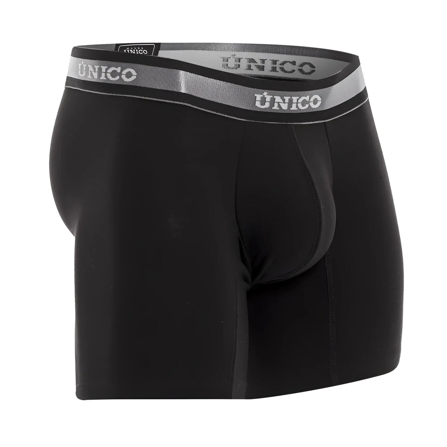 Black unico 22120100211 nebuloso a22 boxer briefs with gray elastic waistband and white brand lettering in color 99-black