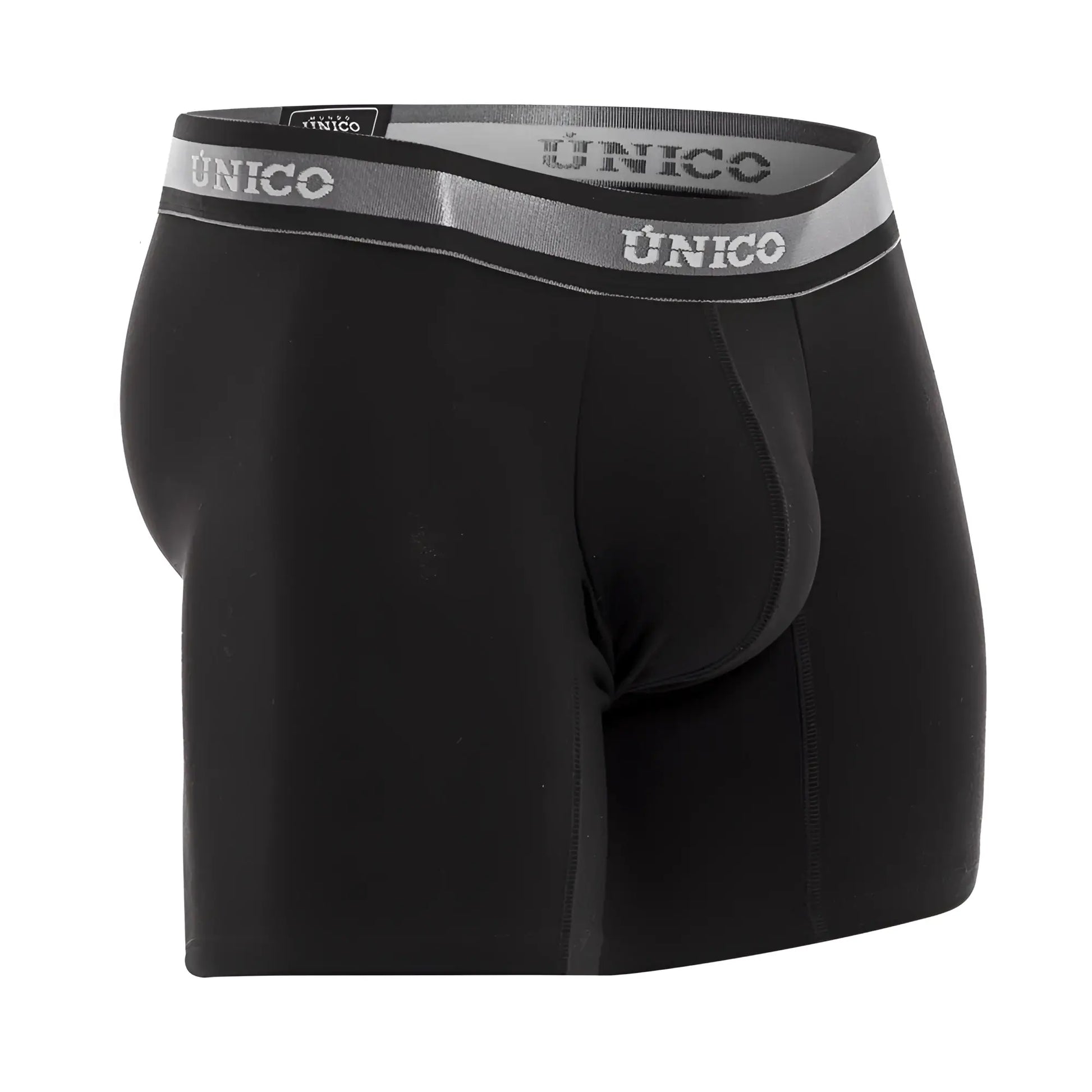 Black unico 22120100211 nebuloso a22 boxer briefs with gray elastic waistband and white brand lettering in color 99-black