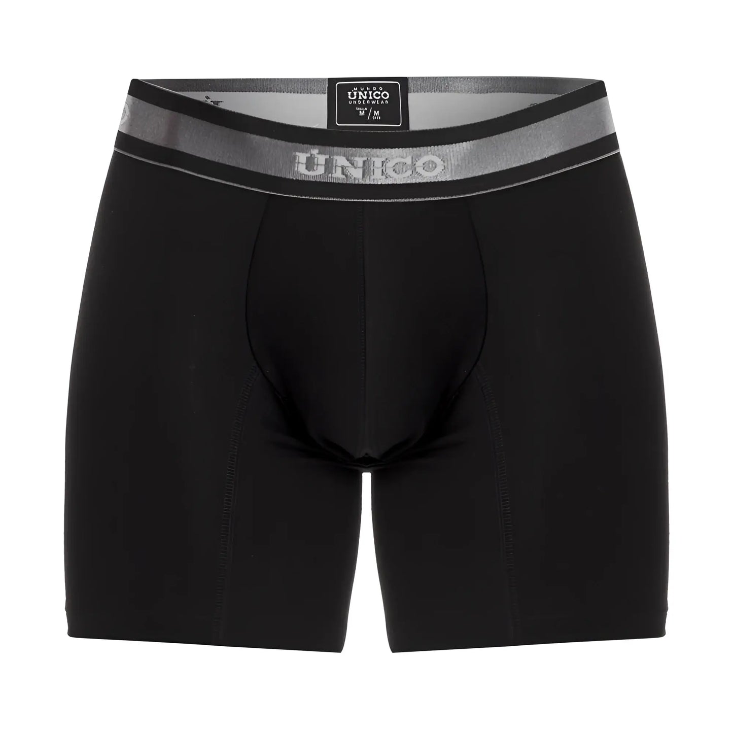 Black unico 22120100211 nebuloso a22 boxer briefs with gray elastic waistband featuring brand logo