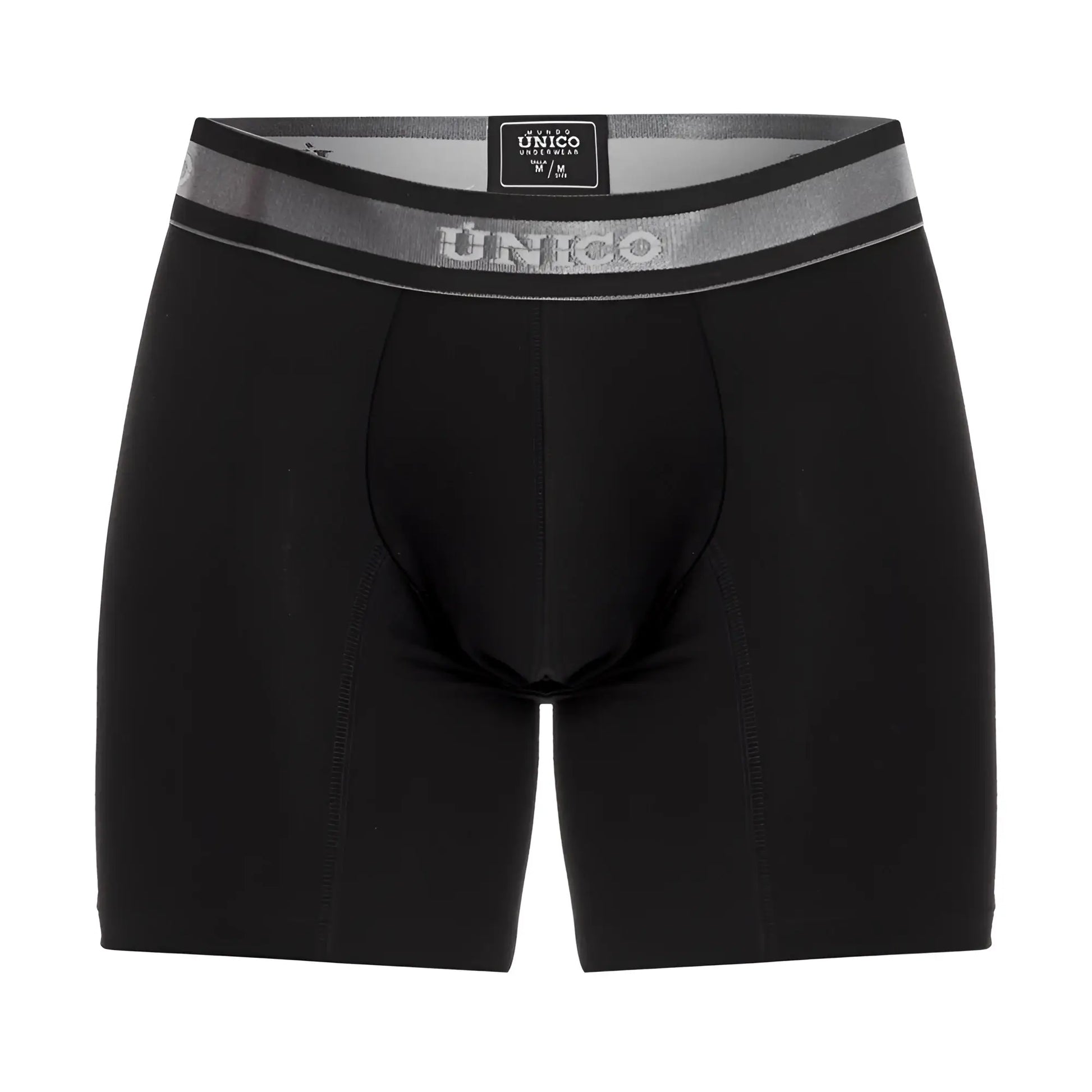 Black unico 22120100211 nebuloso a22 boxer briefs with gray elastic waistband featuring brand logo