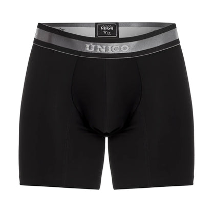 Black unico 22120100211 nebuloso a22 boxer briefs with gray elastic waistband featuring brand logo