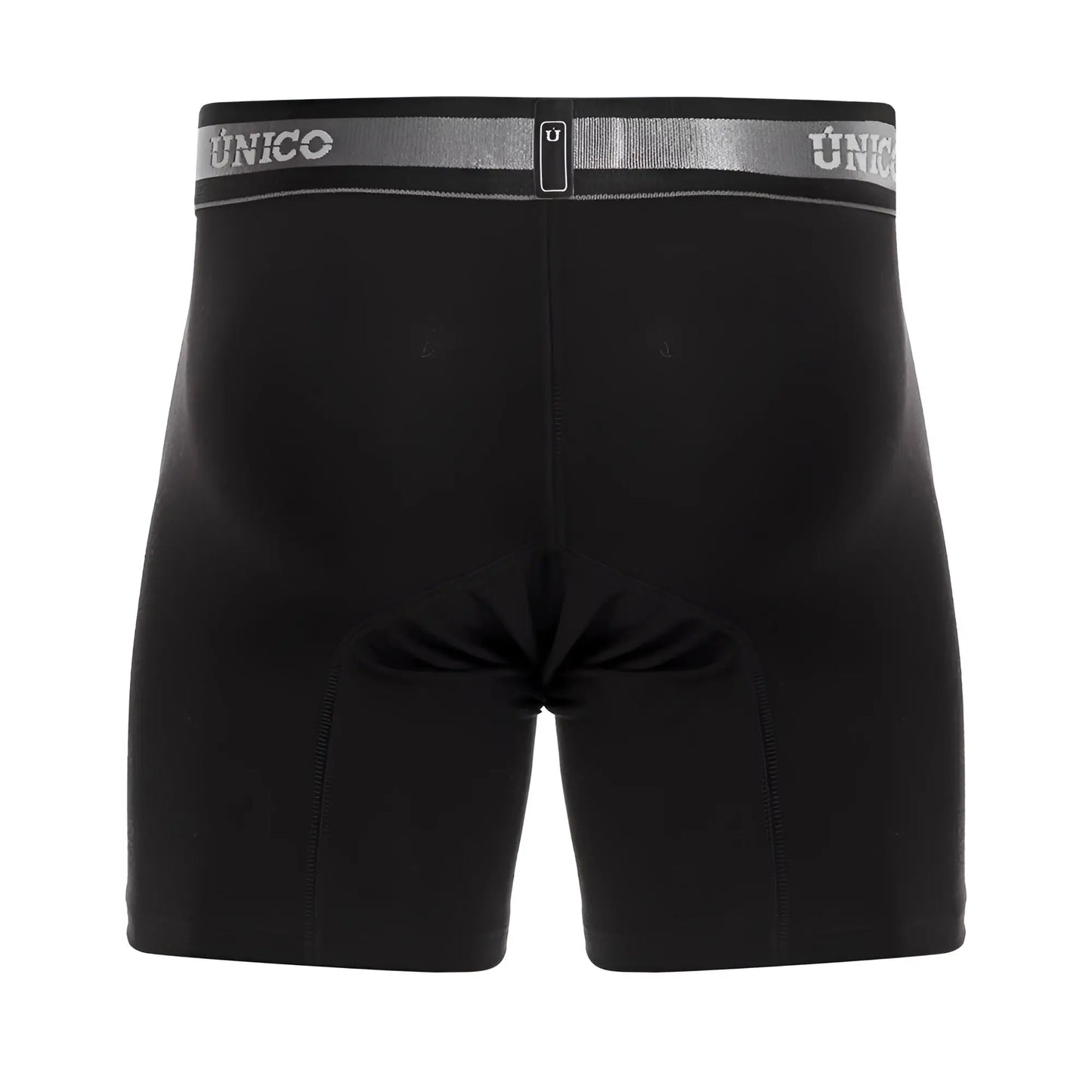 Black unico 22120100211 nebuloso a22 boxer briefs with silver elastic waistband and central zipper detail