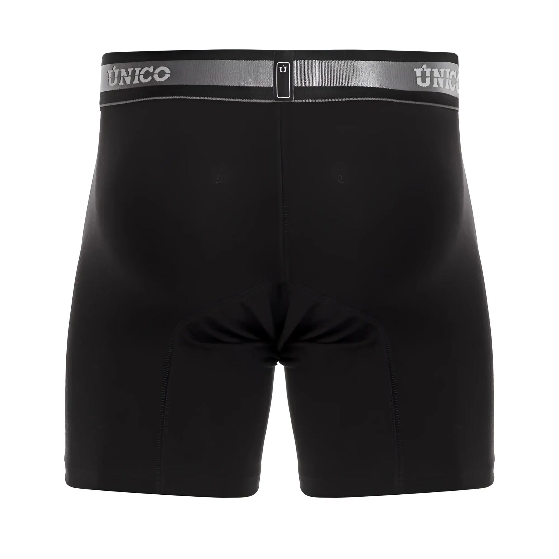 Black unico 22120100211 nebuloso a22 boxer briefs with silver elastic waistband and central zipper detail
