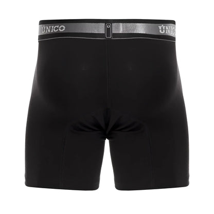 Black unico 22120100211 nebuloso a22 boxer briefs with silver elastic waistband and central zipper detail
