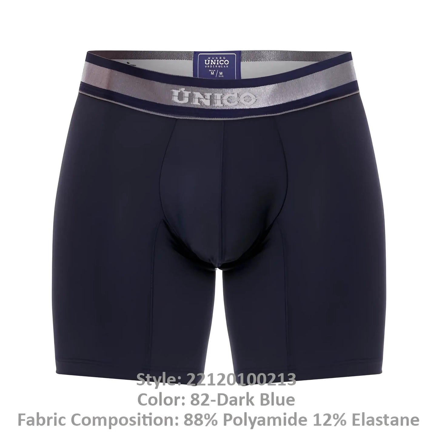Dark blue unico 22120100213 cardenal m22 boxer briefs with silver and navy waistband for comfortable wear