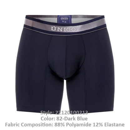 Dark blue unico 22120100213 cardenal m22 boxer briefs with silver and navy waistband for comfortable wear
