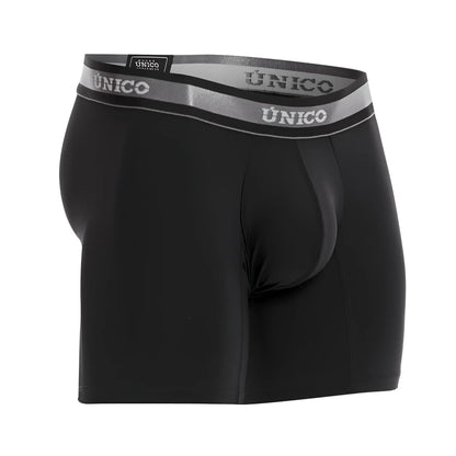 Black unico men’s boxer briefs with gray elastic waistband and white unico branding model 22120100214 nebuloso m22