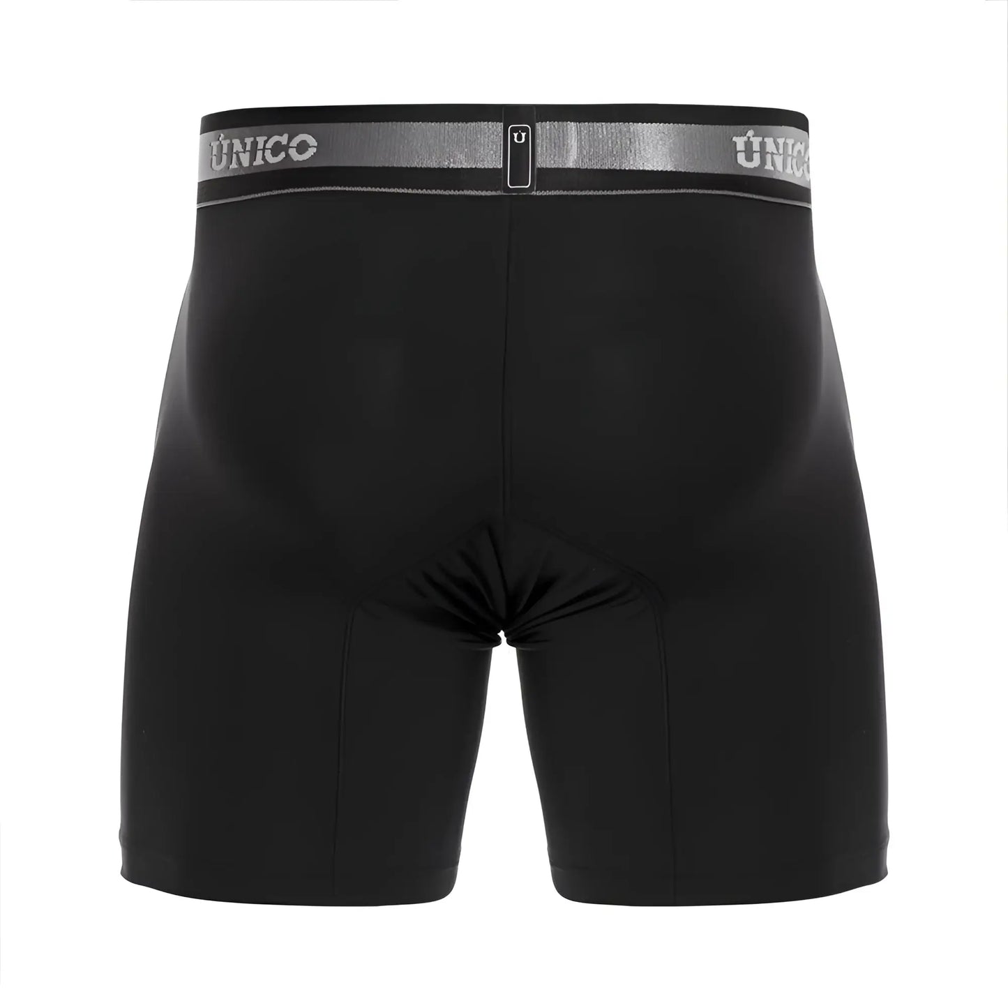 Black unico 22120100214 nebuloso m22 boxer briefs with silver waistband featuring brand name and logo