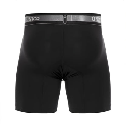 Black unico 22120100214 nebuloso m22 boxer briefs with silver waistband featuring brand name and logo