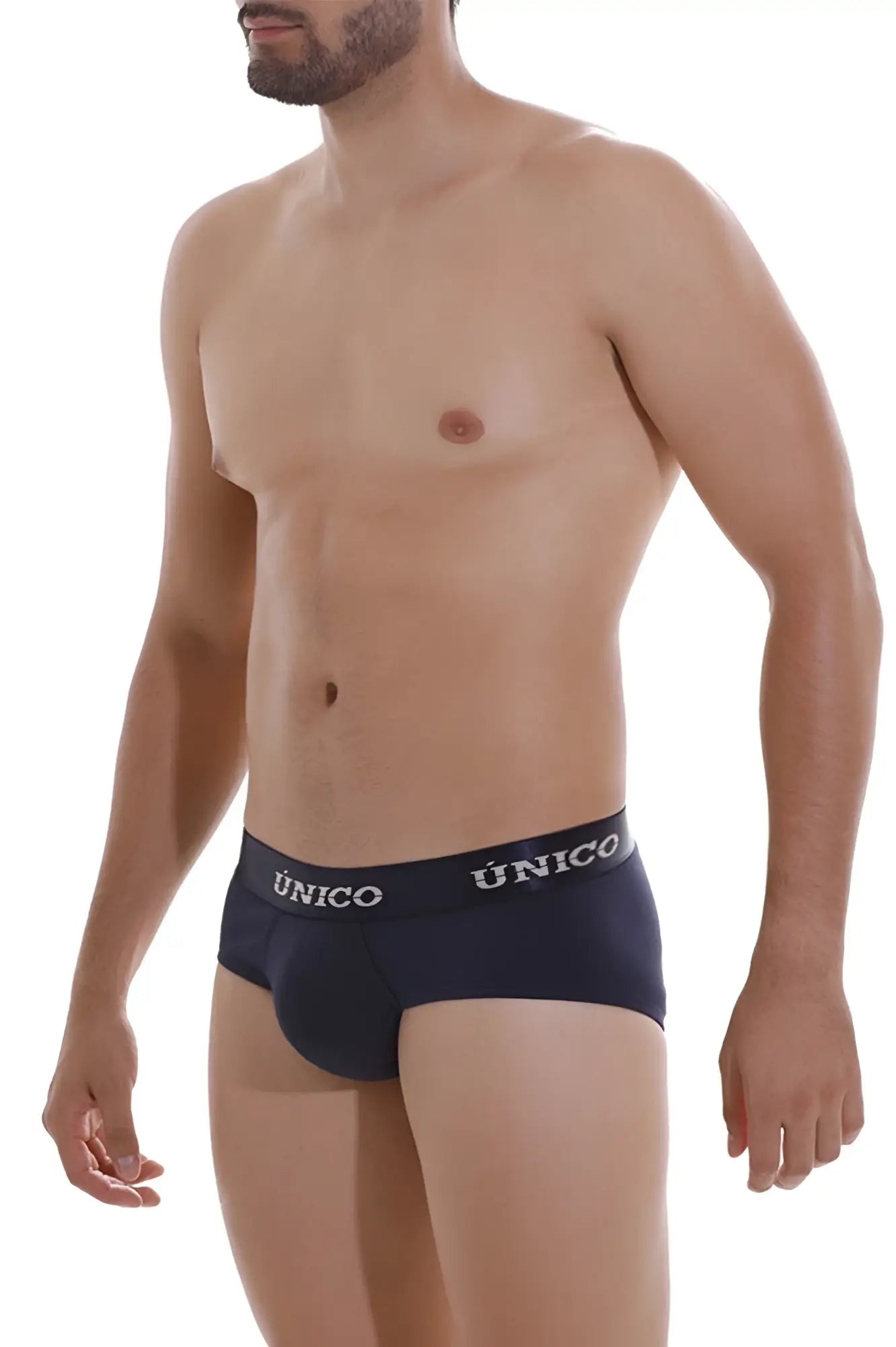 Navy blue unico 22120201102 profundo a22 briefs with white logo band designed for comfort and support