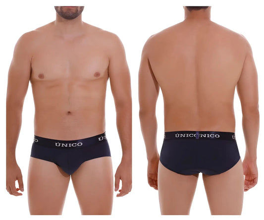 Navy blue unico 22120201102 profundo a22 briefs with white branding on the waistband in dark blue color 82