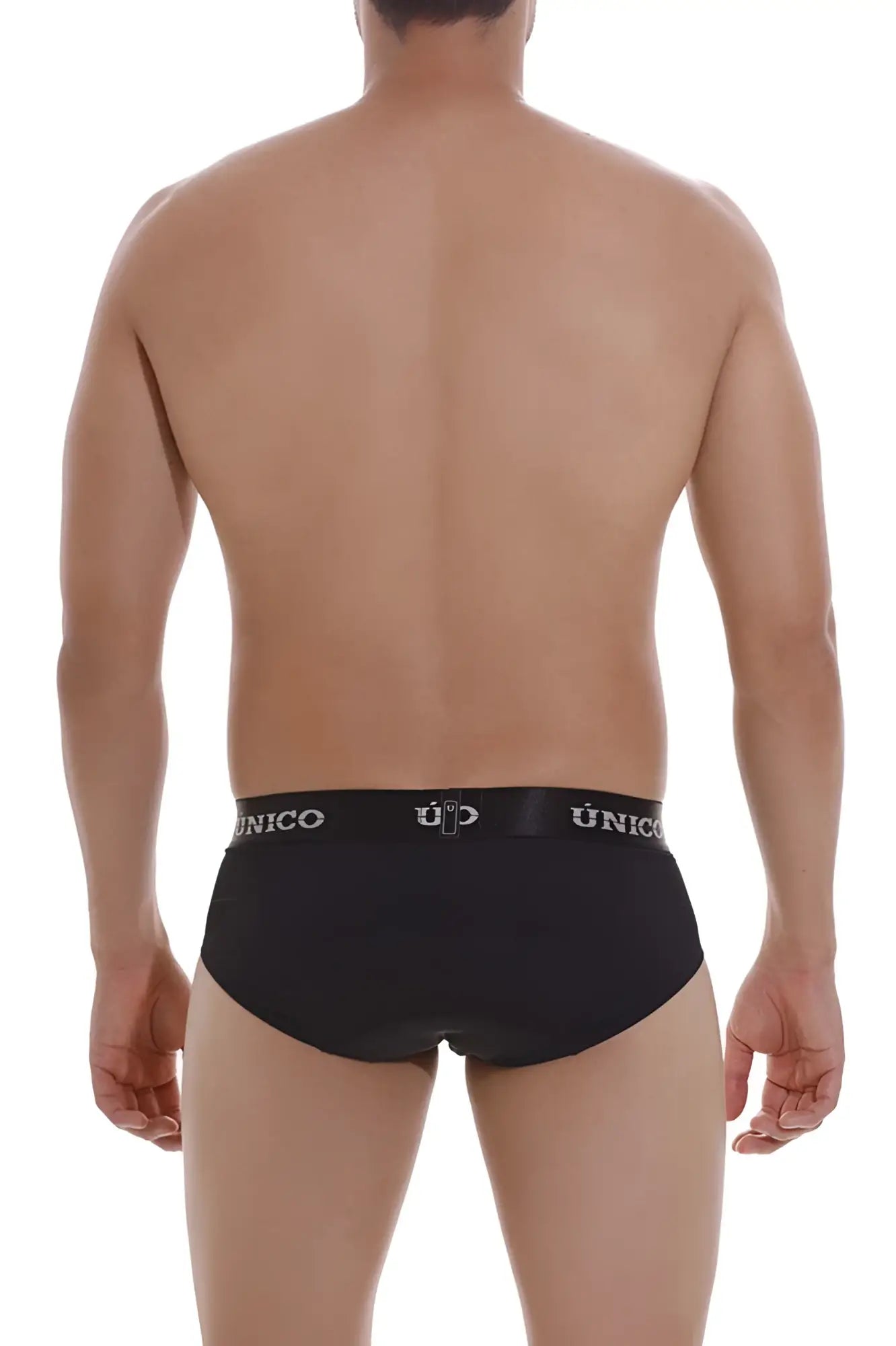 Black Unico 22120201103 Intenso A22 briefs with a white logo waistband designed for comfort and support