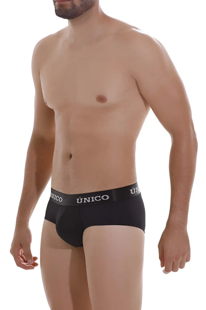 Black unico 22120201103 intenso a22 briefs with white logo band in black for comfortable daily wear