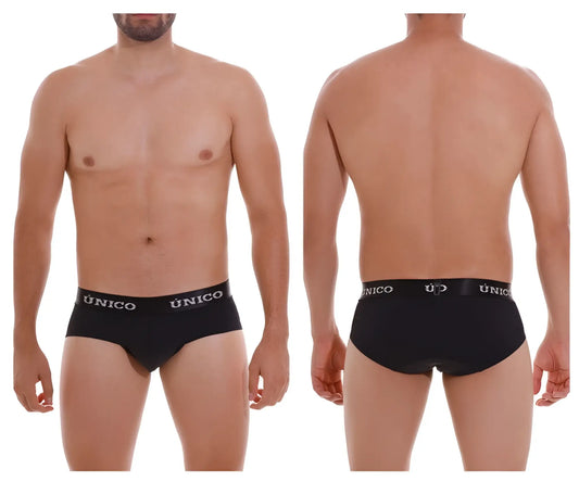 Black unico 22120201103 intenso a22 briefs with a white logo band waistband in black color