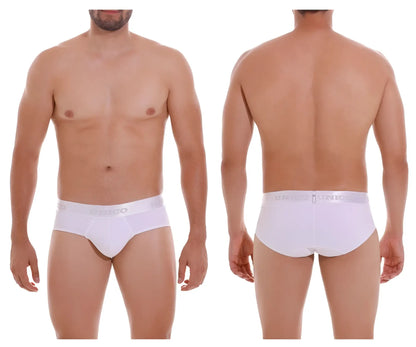White unico 22120201105 cristalino m22 briefs with subtle elastic waistband and gray unico branding in white
