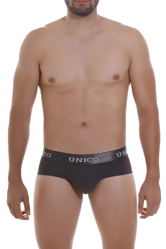 Black unico 22120201108 asfalto m22 briefs with a silver logo band in dark gray for comfortable everyday wear