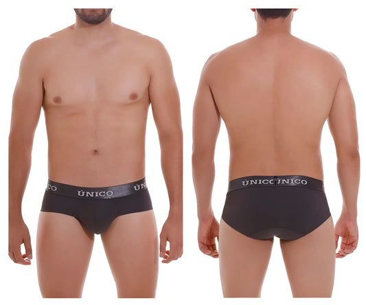 Black unico 22120201108 asfalto briefs with subtle textured waistband in dark gray for comfortable everyday wear