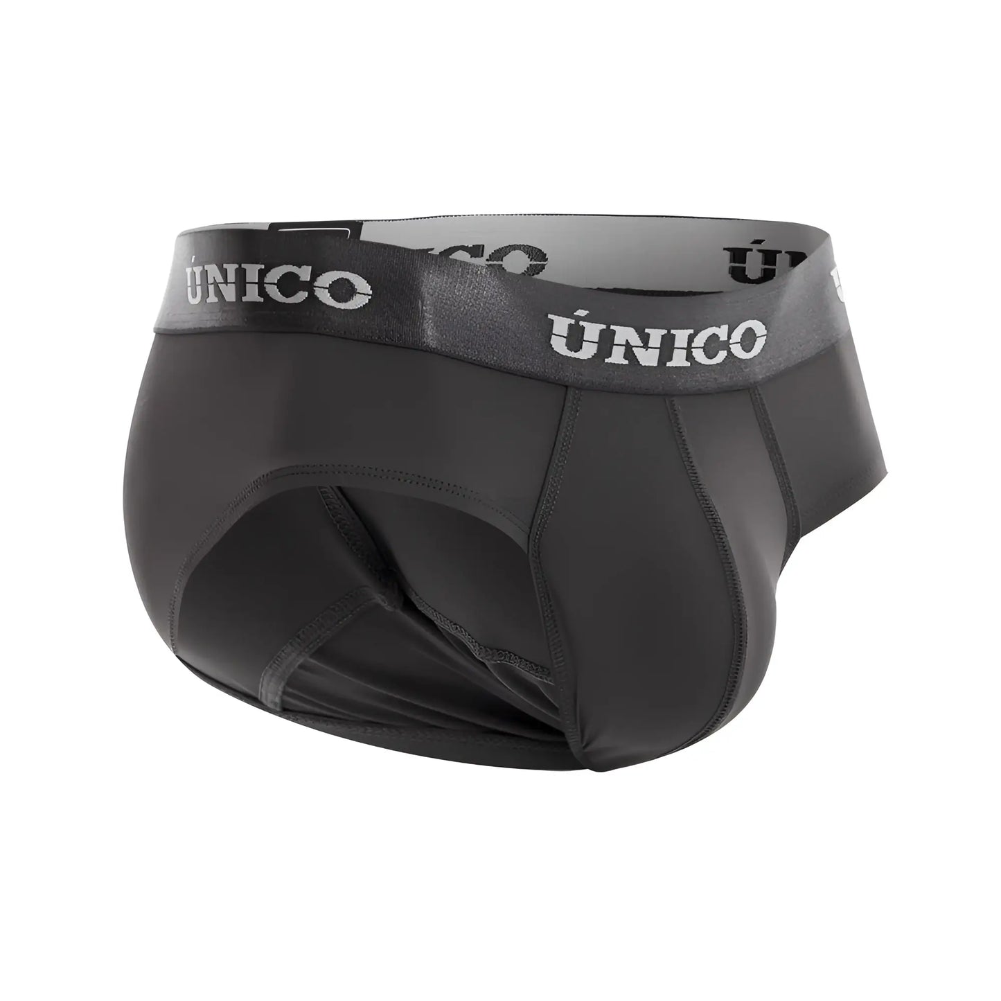 Black unico men’s briefs asfalto 22120201108 with gray waistband and white brand name in dark gray color 96