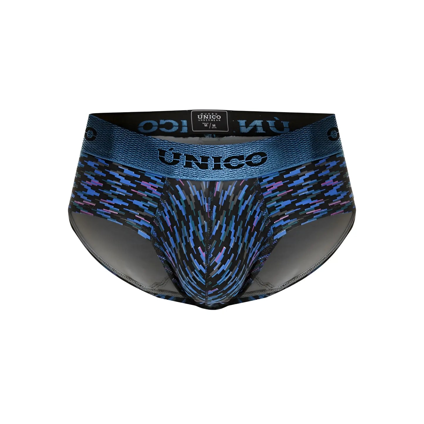 Blue and black patterned unico 23080101121 filamento men’s briefs with textured waistband for comfortable wear