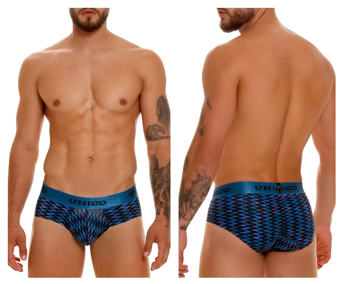 Blue patterned unico 23080101121 filamento men’s briefs with geometric design and elastic waistband in color 46-blue