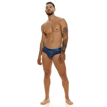 Unico 23080101121 Filamento briefs in blue with a textured patterned design for men
