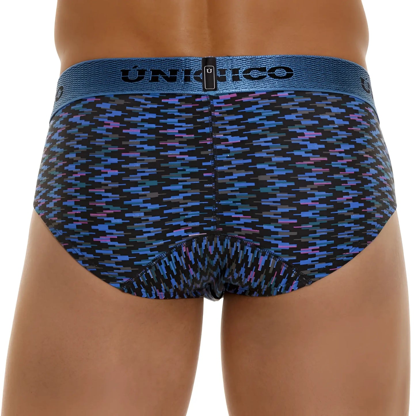 Unico 23080101121 filamento blue and purple geometric patterned men’s briefs with textured waistband