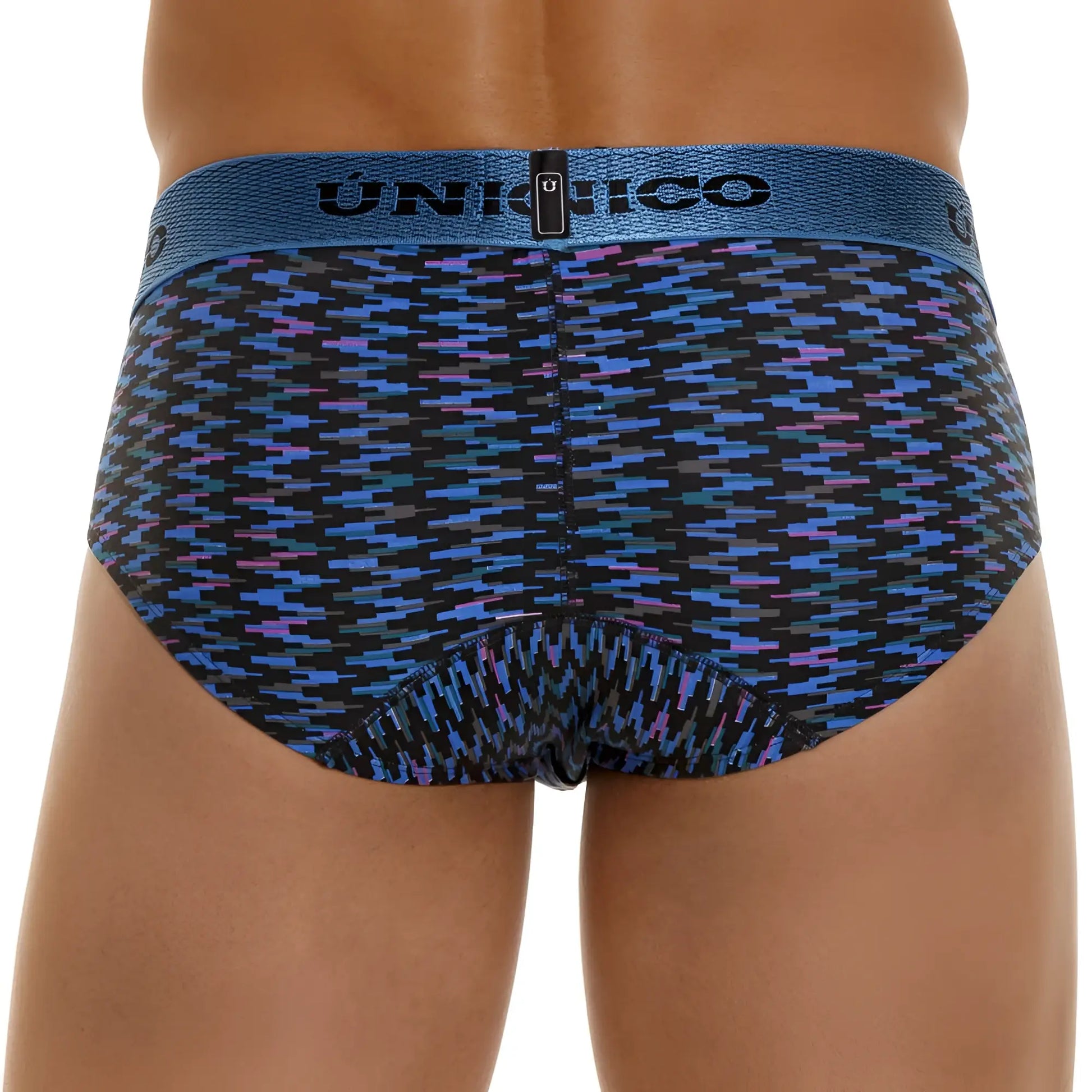 Unico 23080101121 filamento blue and purple geometric patterned men’s briefs with textured waistband