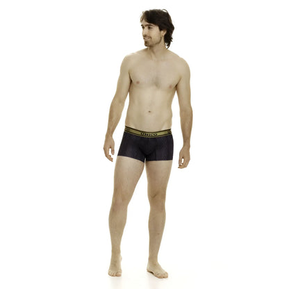 Unico 24020100106 laca black briefs with black pattern and gold-trimmed waistband featuring unico brand name