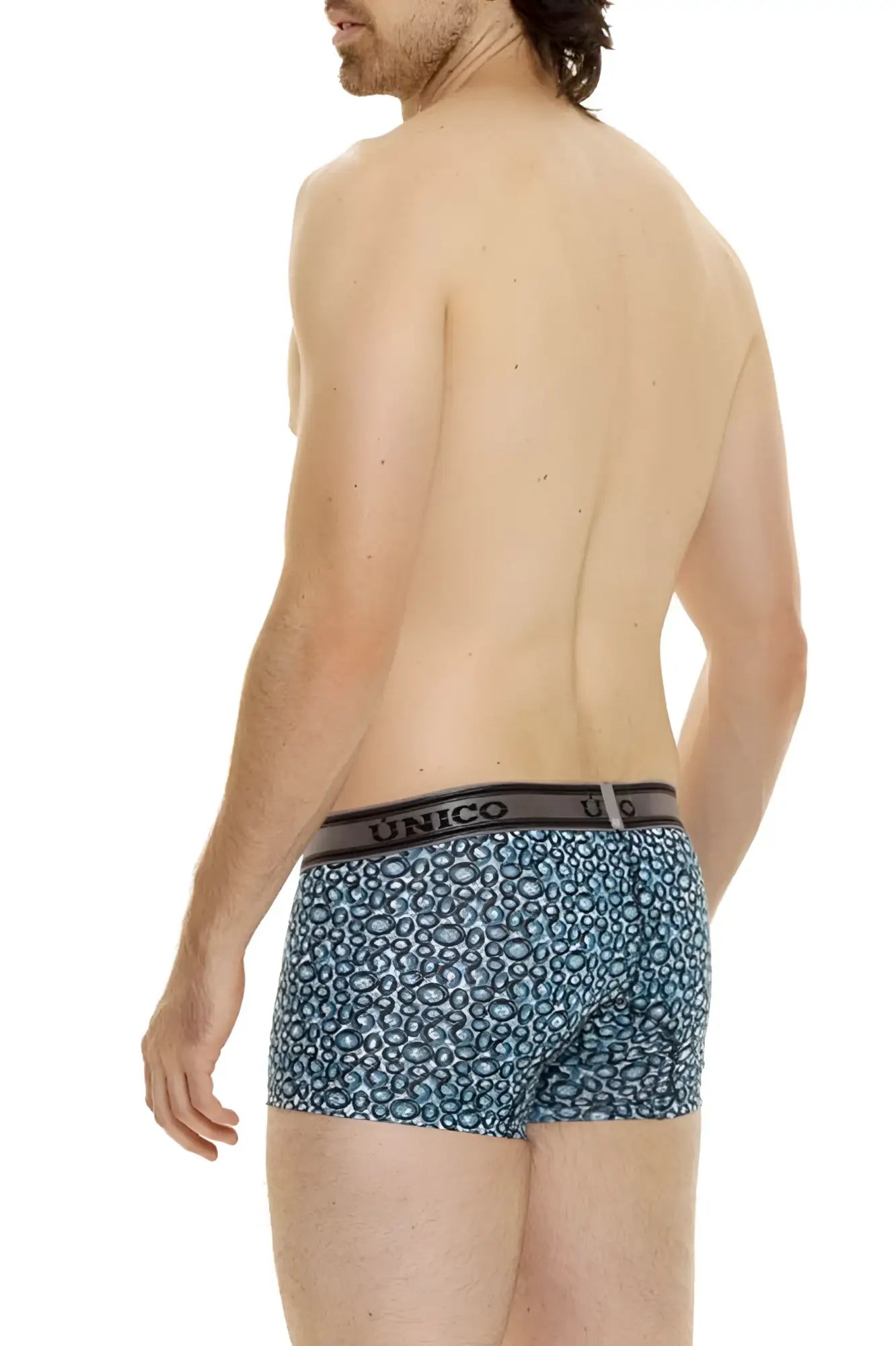 Blue patterned unico 24020100110 redondel trunks with black waistband in color 46 blue for comfortable wear