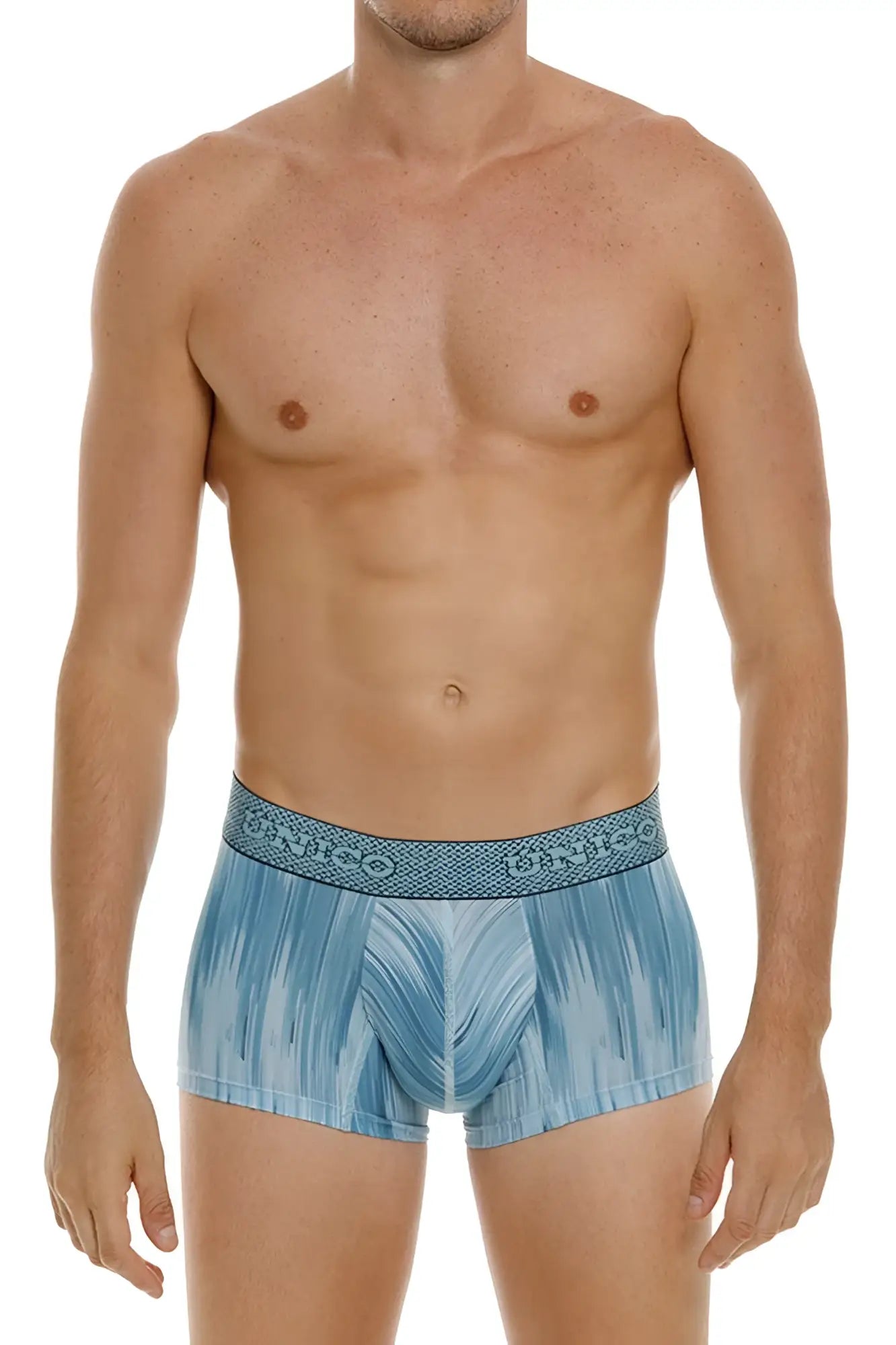Light blue unico 24080100112 hilada patterned boxer briefs with textured waistband for comfortable wear