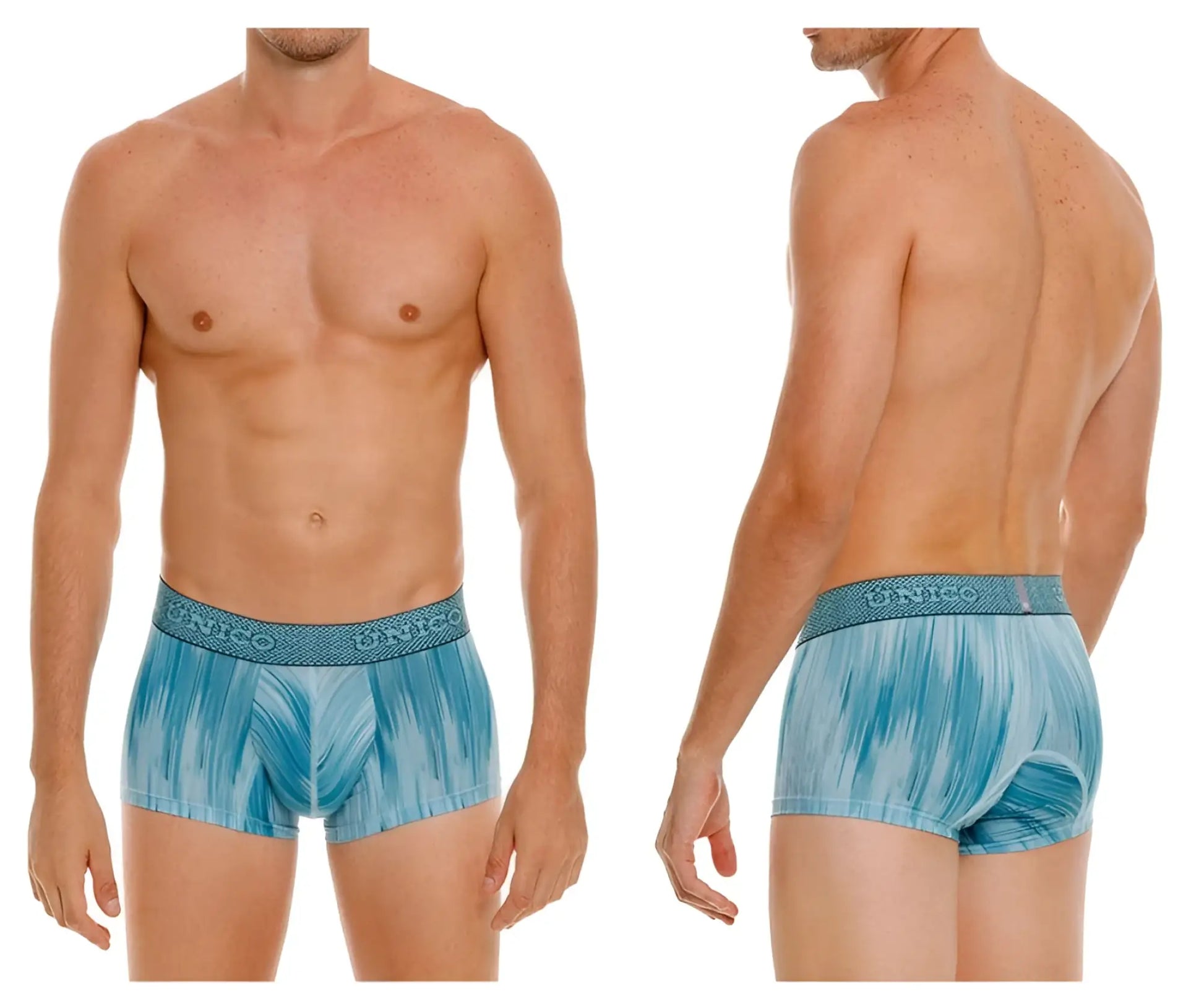 Unico 24080100112 hilada trunks blue patterned men’s boxer briefs with textured waistband for comfortable wear
