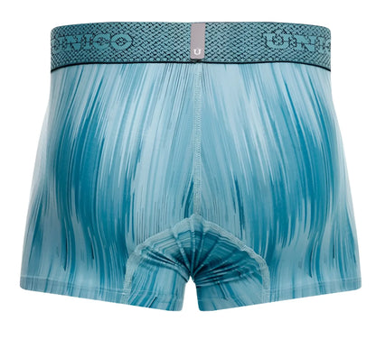 Teal and light blue gradient patterned unico 24080100112 hilada men’s boxer briefs with textured waistband in blue