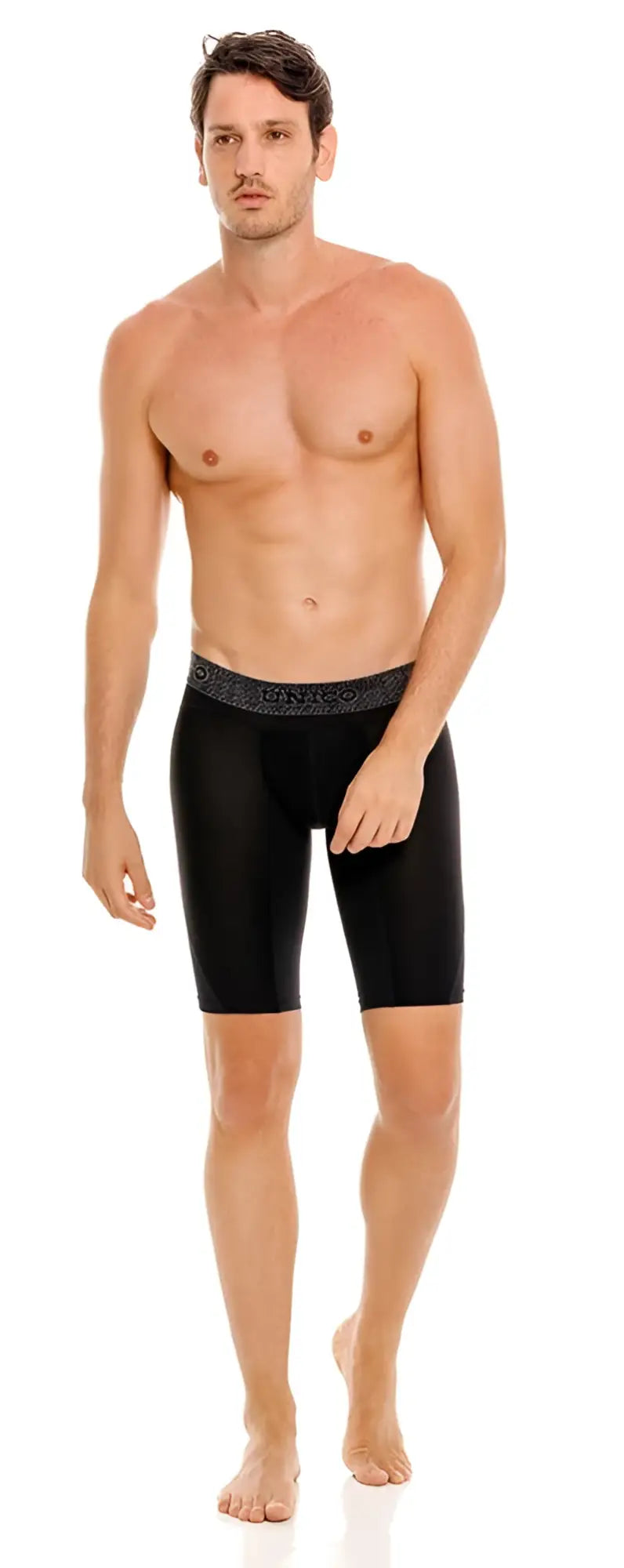 Unico 24080100322 Ardid boxer briefs in black with patterned waistband designed for athletic support and comfort