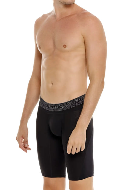 Black men’s boxer briefs in black with a patterned unico waistband designed for comfort and style
