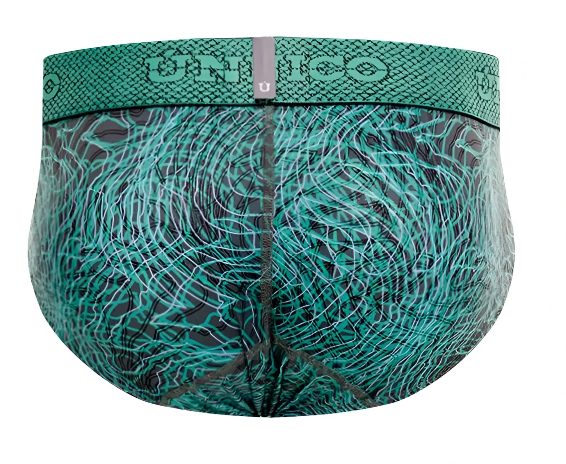 Unico 24080101105 Cairel briefs in teal and black with snakeskin-textured waistband for men
