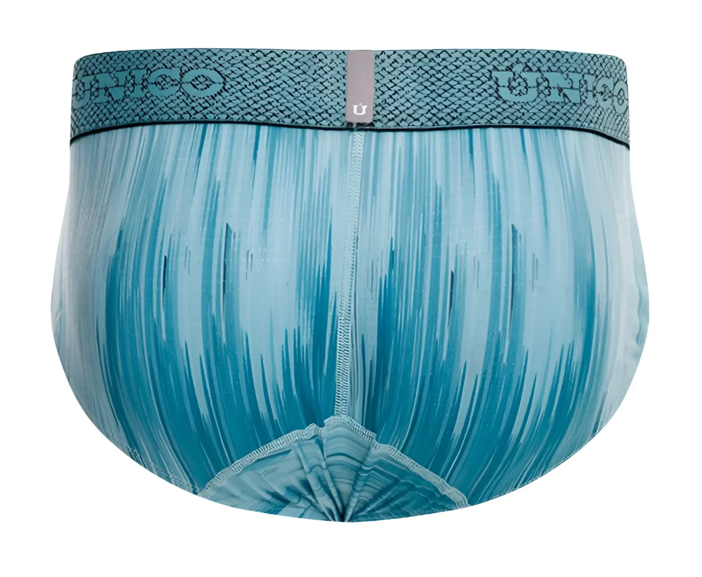 Blue patterned unico 24080101112 hilada briefs featuring a textured brushstroke design and elastic waistband