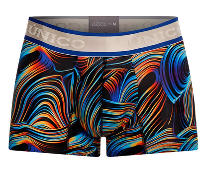 Unico 24100100104 Calamo trunks vibrant abstract swirl-patterned men’s boxer briefs in blue orange yellow black